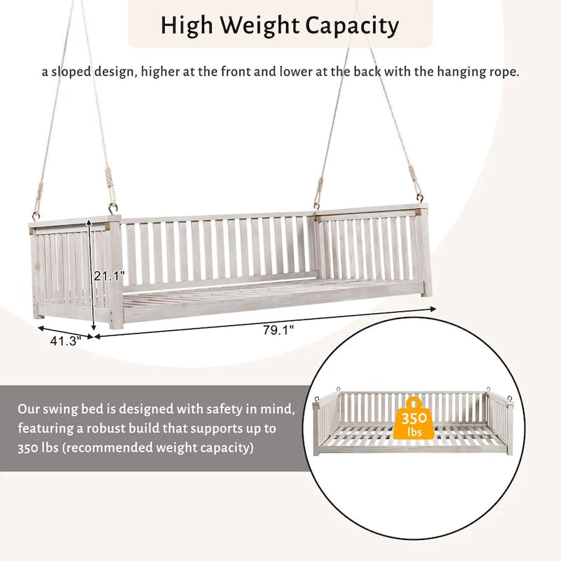 Patio Minimalist Twin Size Garden Swing Bed