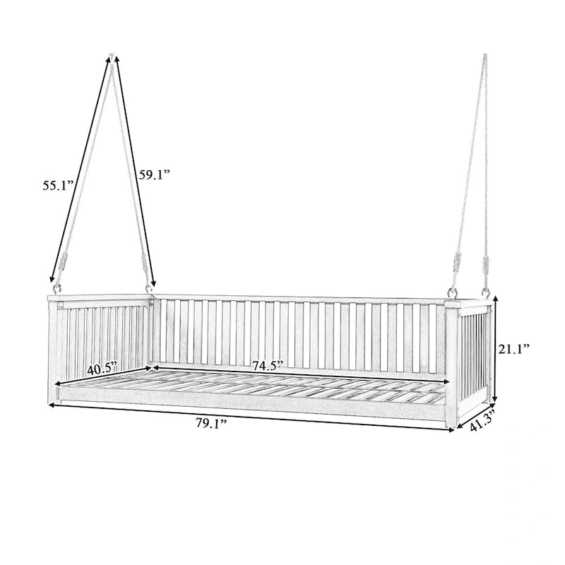 Patio Minimalist Twin Size Garden Swing Bed