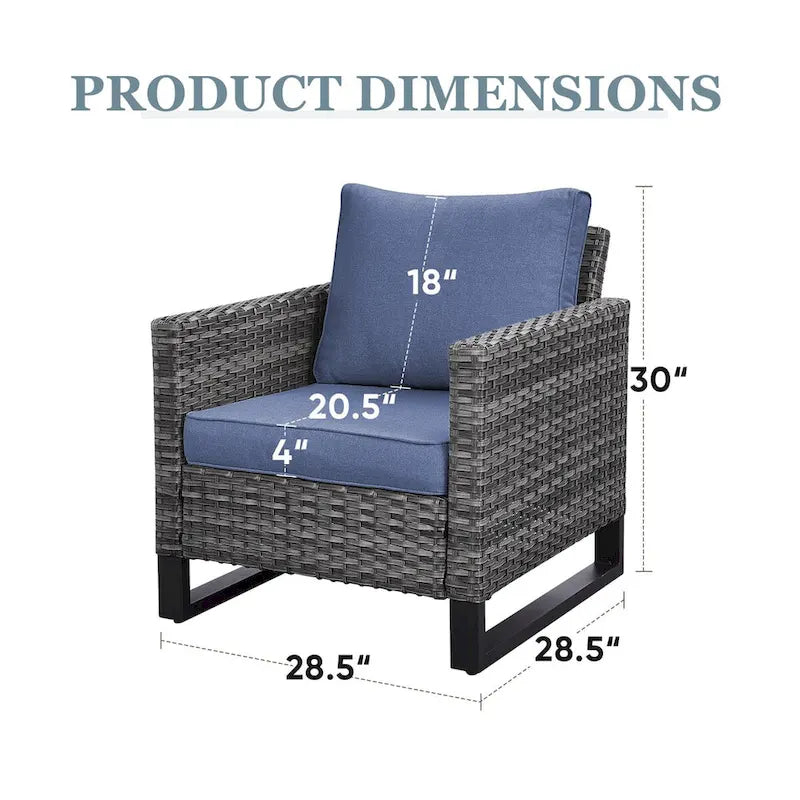 Patio Chairs Outdoor Wicker Chair with Cushion - Grey