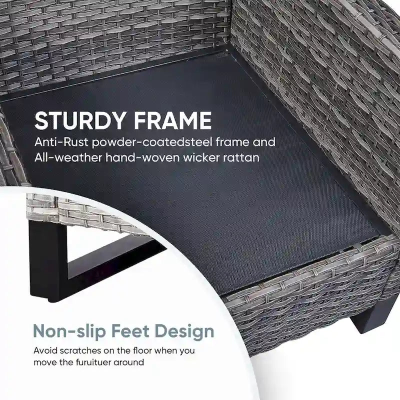 Patio Chairs Outdoor Wicker Chair with Cushion - Grey