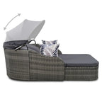 Oaks Aura Outdoor Sunbed with Adjustable Canopy, Daybed With Pillows, Double lounge, PE Rattan Daybed