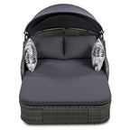 Oaks Aura Outdoor Sunbed with Adjustable Canopy, Daybed With Pillows, Double lounge, PE Rattan Daybed