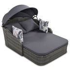 Oaks Aura Outdoor Sunbed with Adjustable Canopy, Daybed With Pillows, Double lounge, PE Rattan Daybed