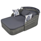 Oaks Aura Outdoor Sunbed with Adjustable Canopy, Daybed With Pillows, Double lounge, PE Rattan Daybed