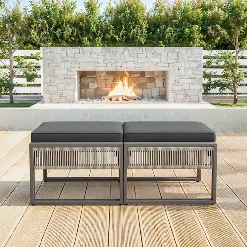 2 Piece All Weather Outdoor Ottoman - Dar Gray