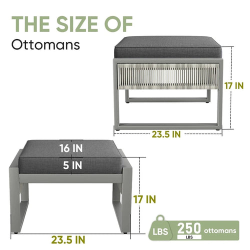 2 Piece All Weather Outdoor Ottoman - Dar Gray