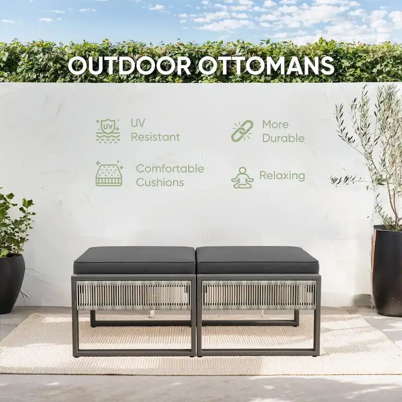 2 Piece All Weather Outdoor Ottoman - Dar Gray