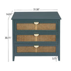 3 Drawer Cabinet,Natural rattan,American Furniture,Suitable for bedroom, living room, study