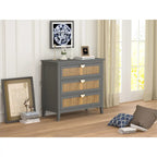 3 Drawer Cabinet,Natural rattan,American Furniture,Suitable for bedroom, living room, study