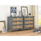 3 Drawer Cabinet,Natural rattan,American Furniture,Suitable for bedroom, living room, study