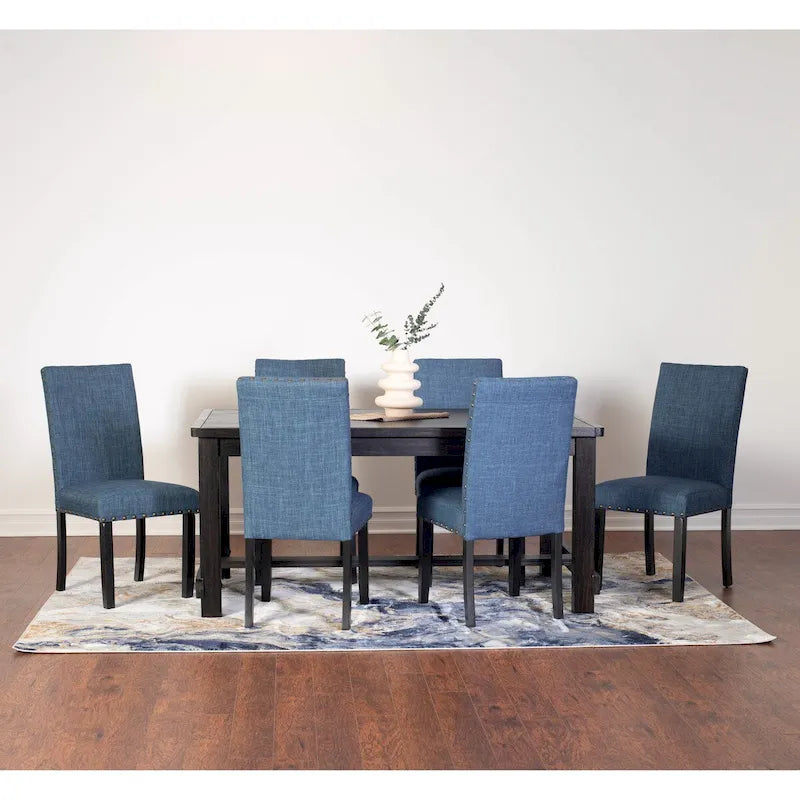 Muzzi Contemporary 7-Piece Dining Set, Dining Table with 6 Stylish Chairs