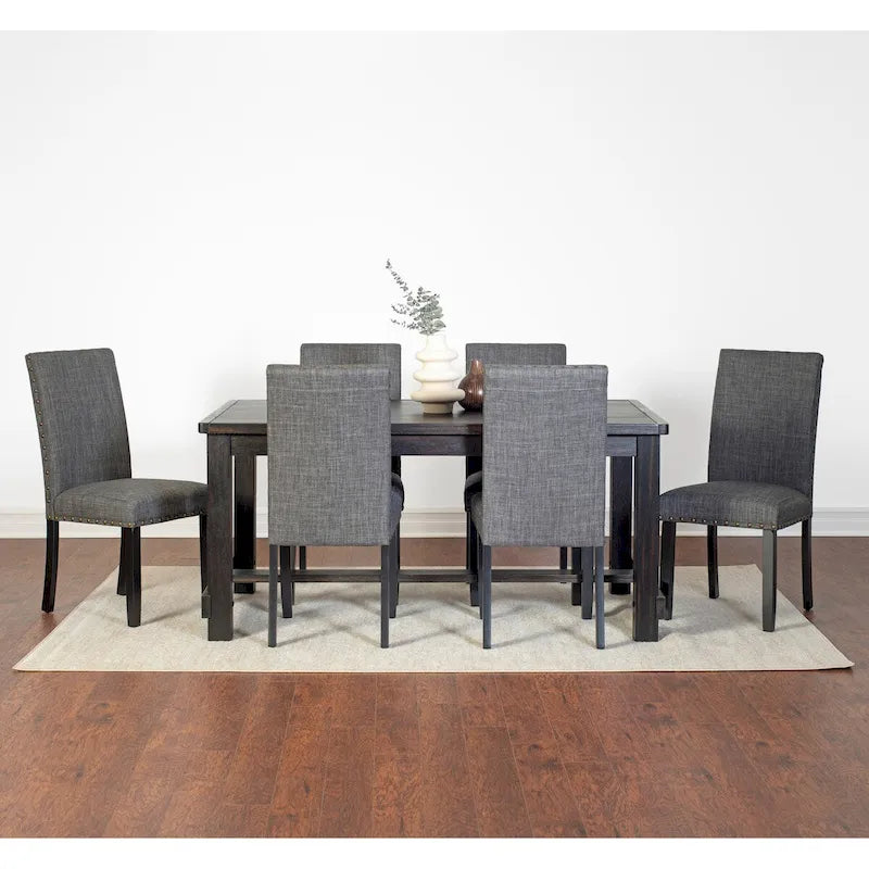 Muzzi Contemporary 7-Piece Dining Set, Dining Table with 6 Stylish Chairs