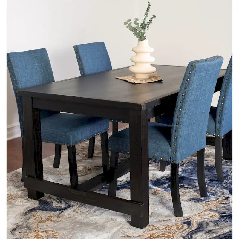Muzzi Contemporary 7-Piece Dining Set, Dining Table with 6 Stylish Chairs