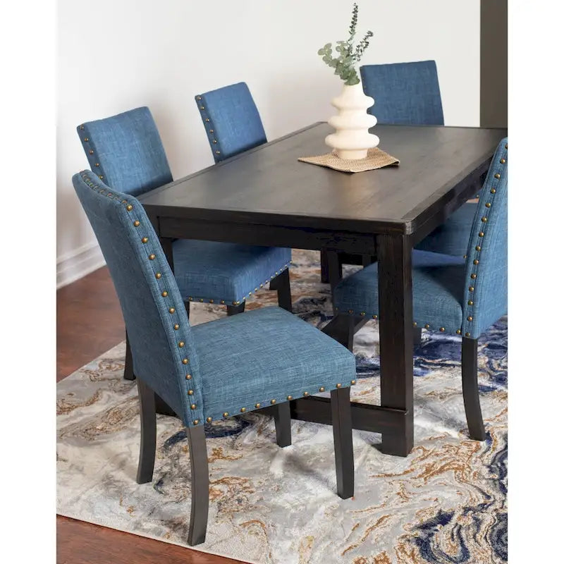 Muzzi Contemporary 7-Piece Dining Set, Dining Table with 6 Stylish Chairs