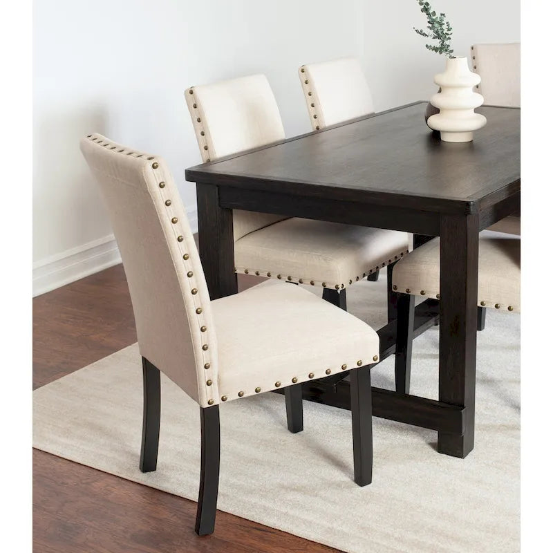 Muzzi Contemporary 7-Piece Dining Set, Dining Table with 6 Stylish Chairs