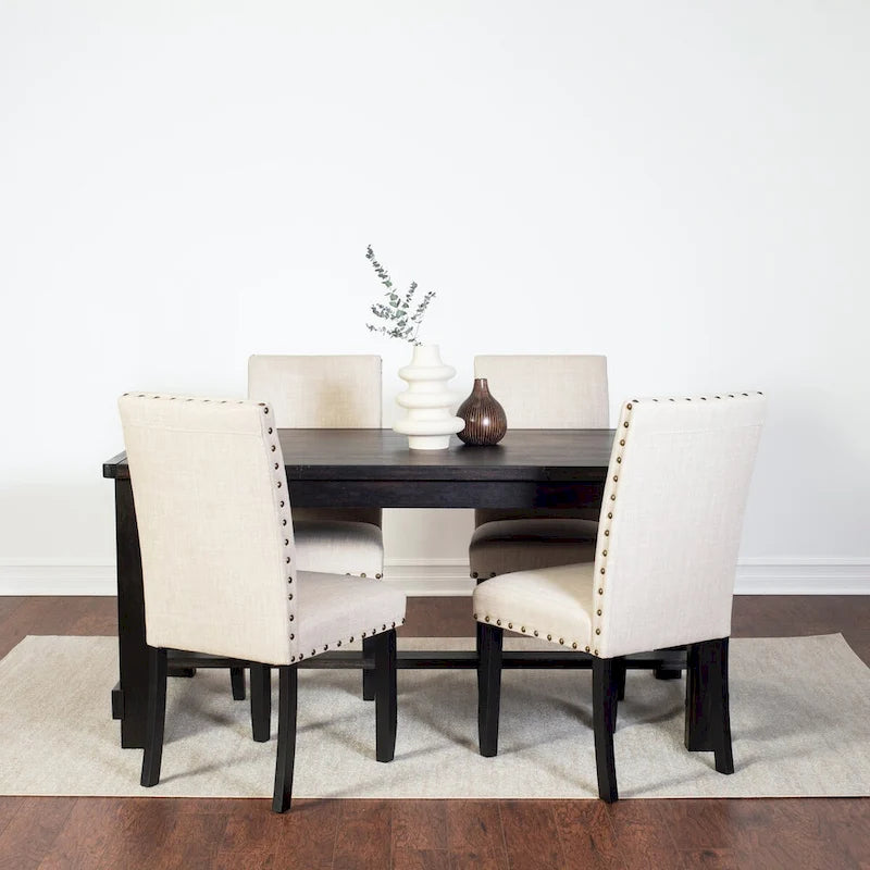Muzzi Contemporary 7-Piece Dining Set, Dining Table with 6 Stylish Chairs
