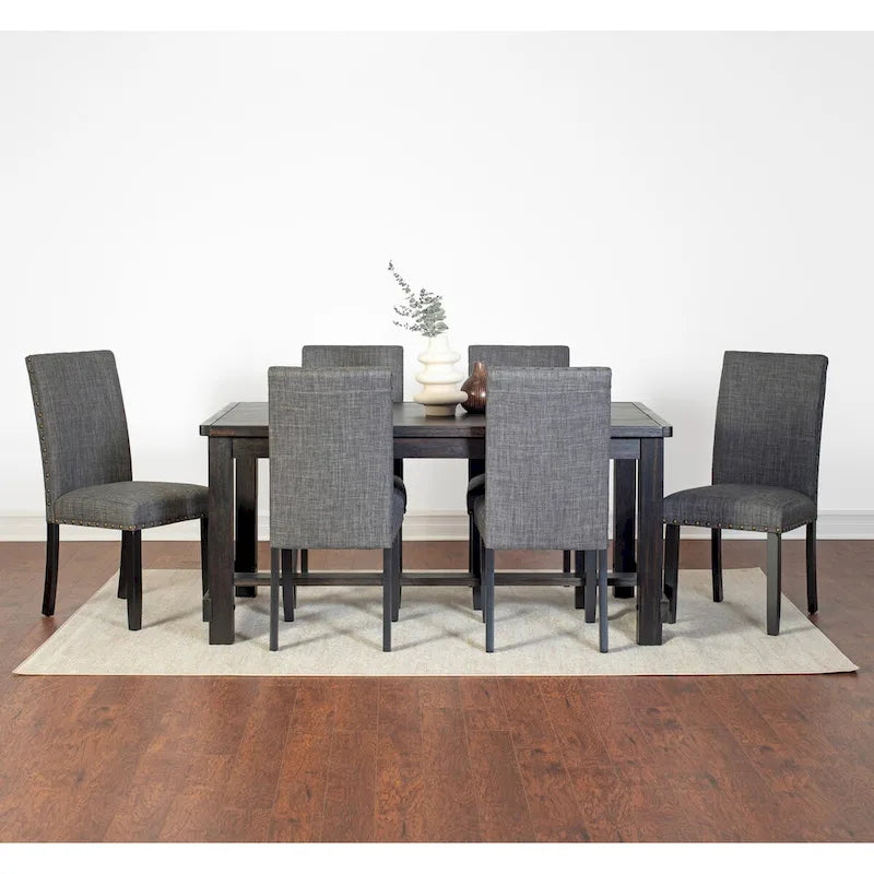 Muzzi Contemporary 7-Piece Dining Set, Dining Table with 6 Stylish Chairs