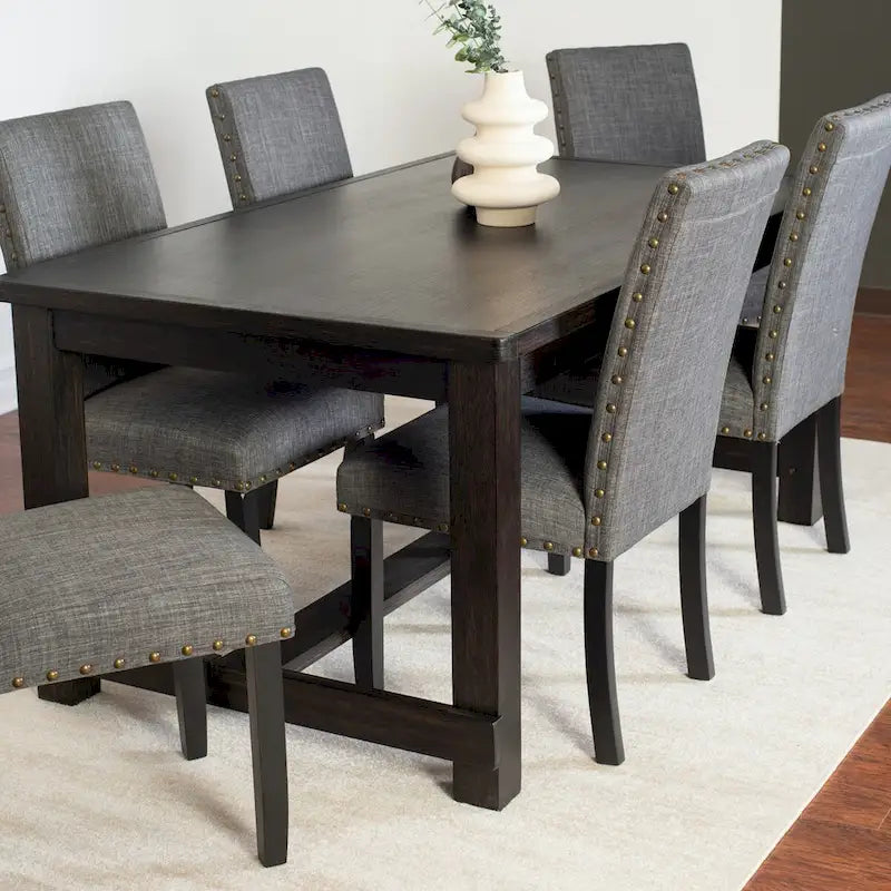 Muzzi Contemporary 7-Piece Dining Set, Dining Table with 6 Stylish Chairs