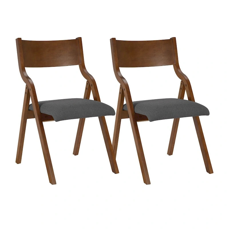 Upholstered Folding Dining Chair with Wood Legs (Set Of 2)