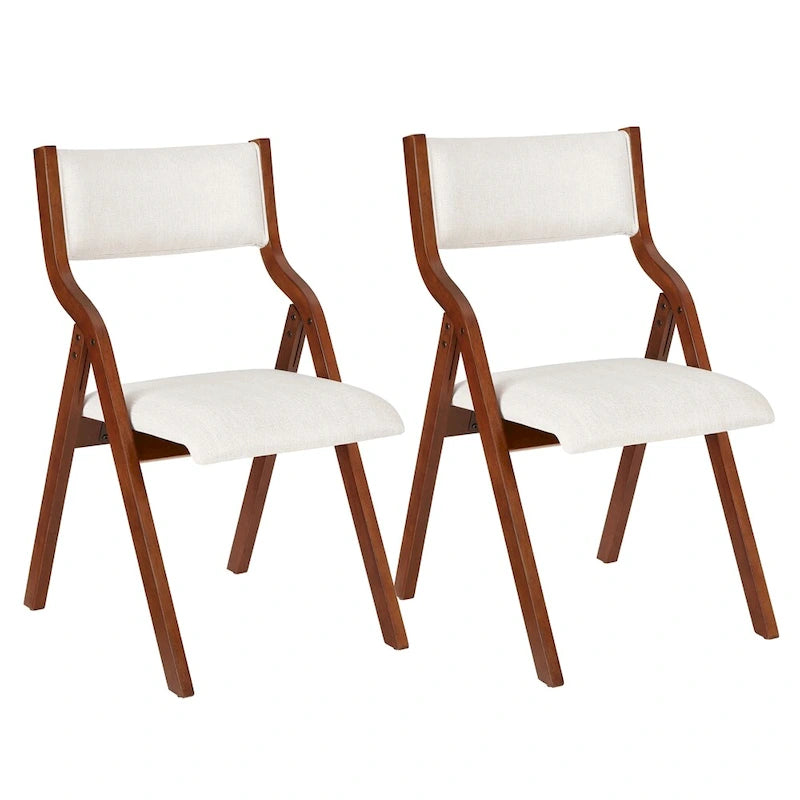 Upholstered Folding Dining Chair with Wood Legs (Set Of 2)