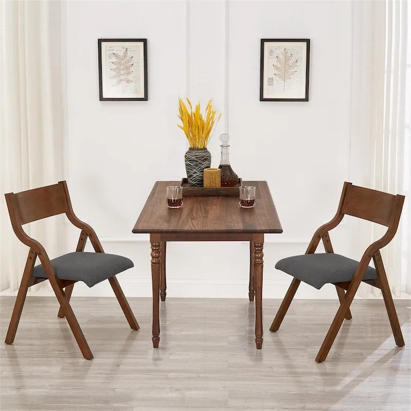 Upholstered Folding Dining Chair with Wood Legs (Set Of 2)