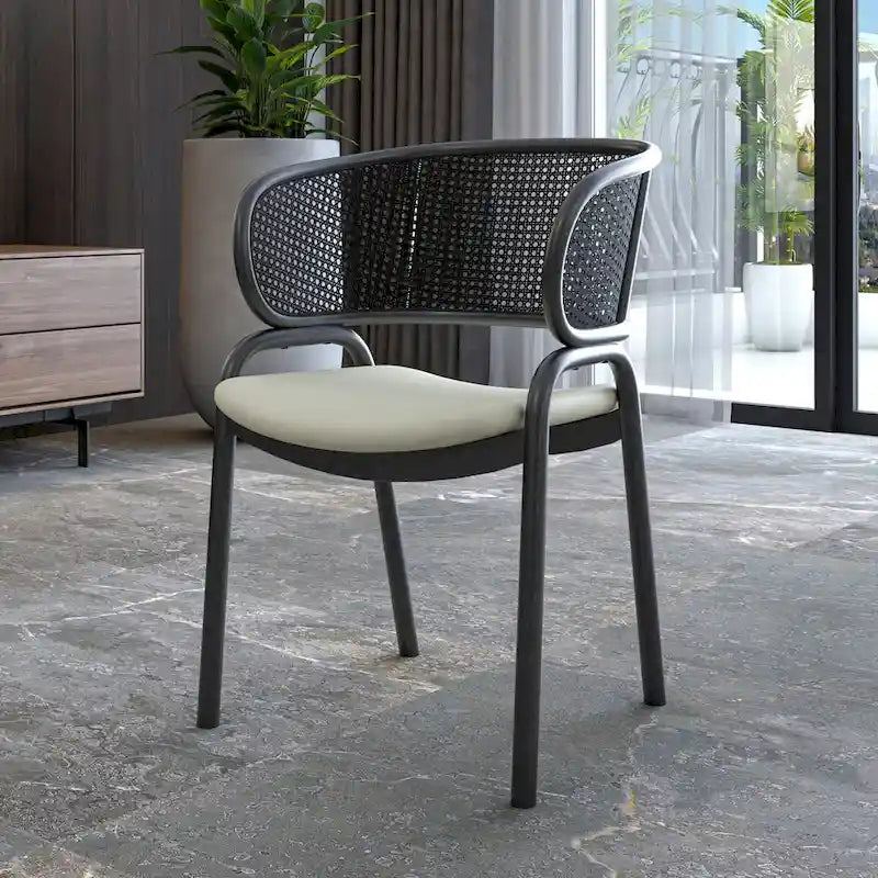 Ervilla Modern Upholstered Dining Chair with Cozy Armchair and Black Iron Legs for Dining Room Kitchen Patio