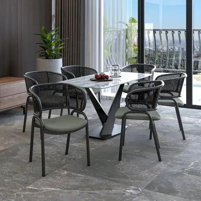 Ervilla Modern Upholstered Dining Chair with Cozy Armchair and Black Iron Legs for Dining Room Kitchen Patio