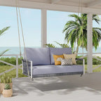 Nestfair Woven Rope Outdoor Swing Sofa with Soft Cushions Seating