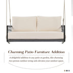 Nestfair Woven Rope Outdoor Swing Sofa with Soft Cushions Seating