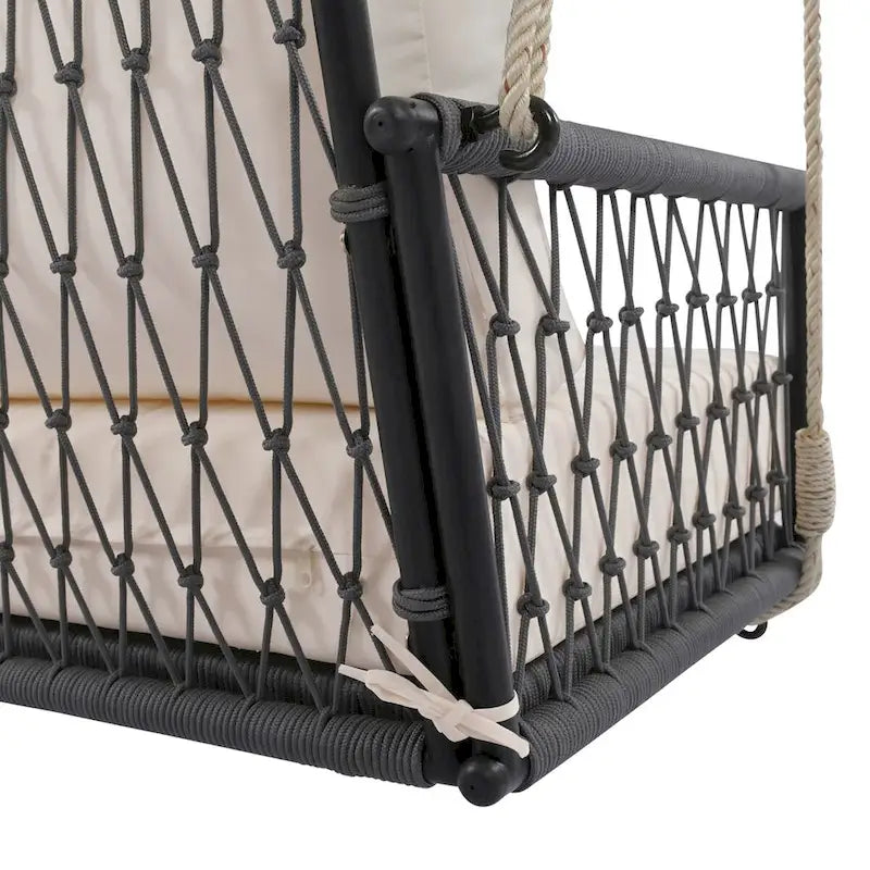 Nestfair Woven Rope Outdoor Swing Sofa with Soft Cushions Seating