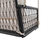 Nestfair Woven Rope Outdoor Swing Sofa with Soft Cushions Seating