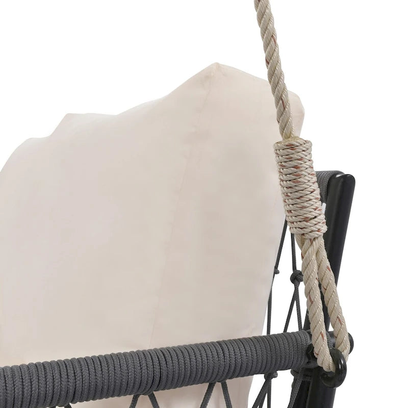 Nestfair Woven Rope Outdoor Swing Sofa with Soft Cushions Seating