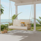 Nestfair Woven Rope Outdoor Swing Sofa with Soft Cushions Seating