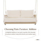 Nestfair Woven Rope Outdoor Swing Sofa with Soft Cushions Seating