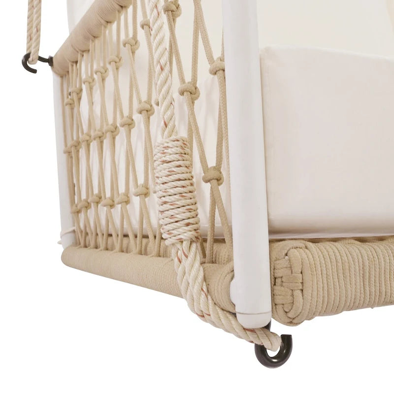 Nestfair Woven Rope Outdoor Swing Sofa with Soft Cushions Seating