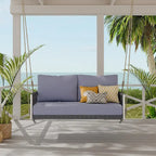 Nestfair Woven Rope Outdoor Swing Sofa with Soft Cushions Seating