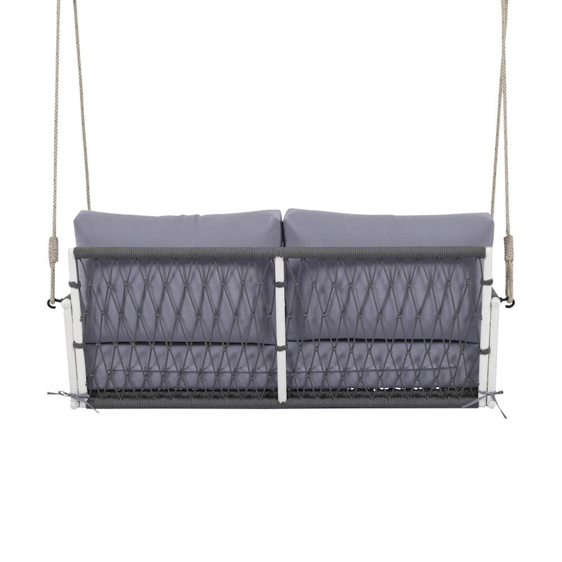 Nestfair Woven Rope Outdoor Swing Sofa with Soft Cushions Seating