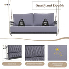 Nestfair Woven Rope Outdoor Swing Sofa with Soft Cushions Seating