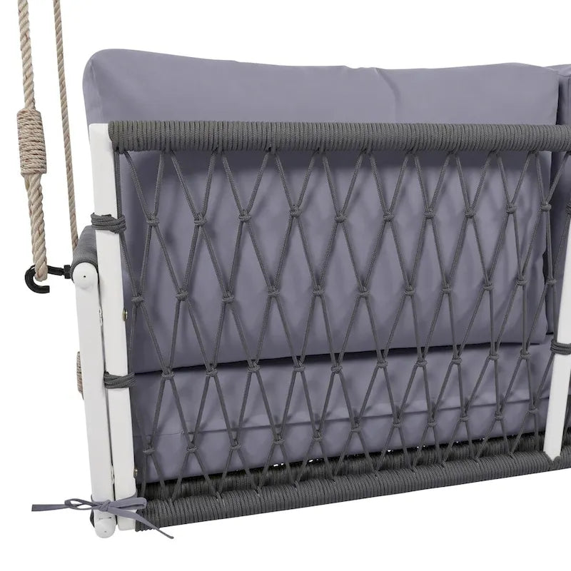 Nestfair Woven Rope Outdoor Swing Sofa with Soft Cushions Seating