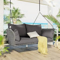 2 Seater Rattan Woven Swing Chair with Ropes and Cushion