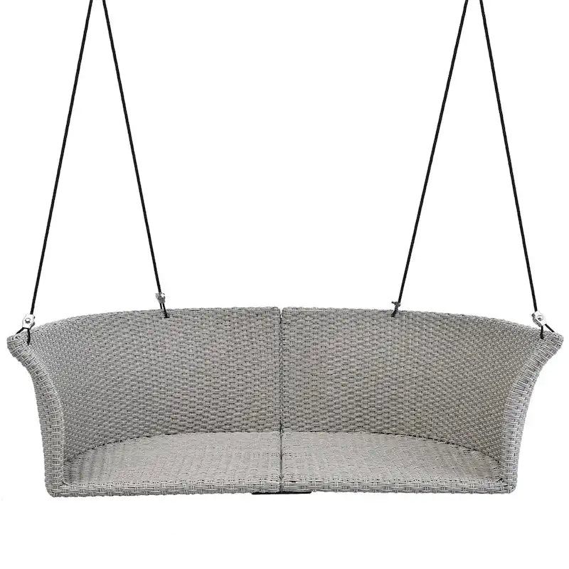 2 Seater Rattan Woven Swing Chair with Ropes and Cushion