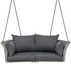 2 Seater Rattan Woven Swing Chair with Ropes and Cushion