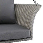 2 Seater Rattan Woven Swing Chair with Ropes and Cushion