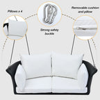 2 Seater Rattan Woven Swing Chair with Ropes and Cushion