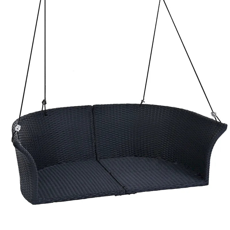 2 Seater Rattan Woven Swing Chair with Ropes and Cushion