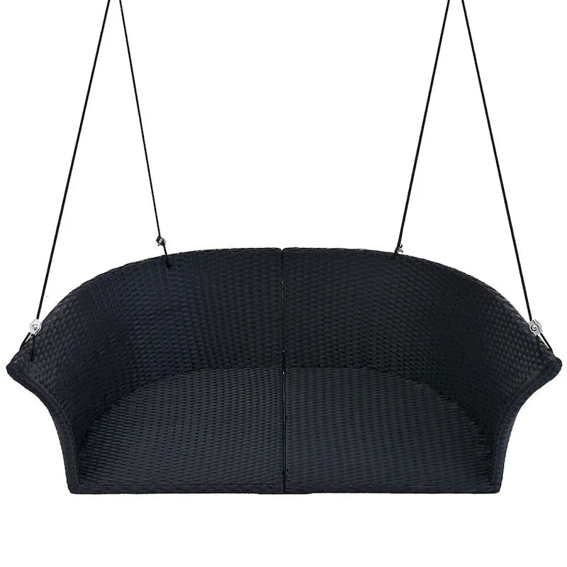 2 Seater Rattan Woven Swing Chair with Ropes and Cushion