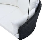 2 Seater Rattan Woven Swing Chair with Ropes and Cushion