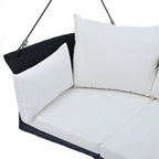 2 Seater Rattan Woven Swing Chair with Ropes and Cushion