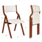 Upholstered Folding Dining Chair, Space Saving, Easy To Carry, Dining Room, 2-Pack-Cream White+Cherry
