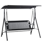 67.75 in. 2-Person Black Metal Patio Swing with Adjustable Tilt Canopy